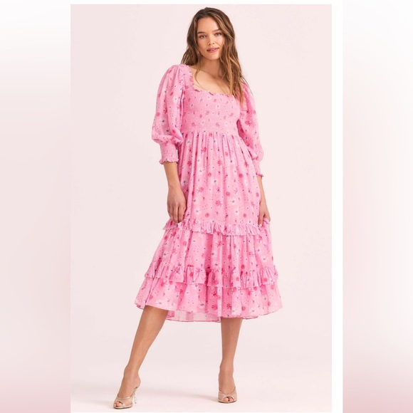 LoveShackFancy Dresses & Skirts - LOVESHACKFANCY Miri Midi Dress in Bubblegum Pink in Womens M Excellent Condition